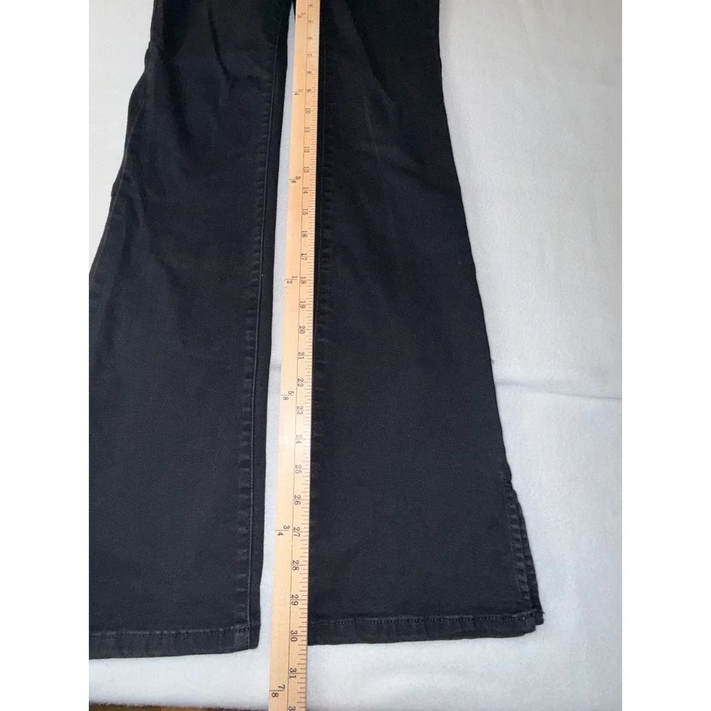 Nine West Bootcut Jeans Women's Size 8‎ Black High Rise Side Slit Denim